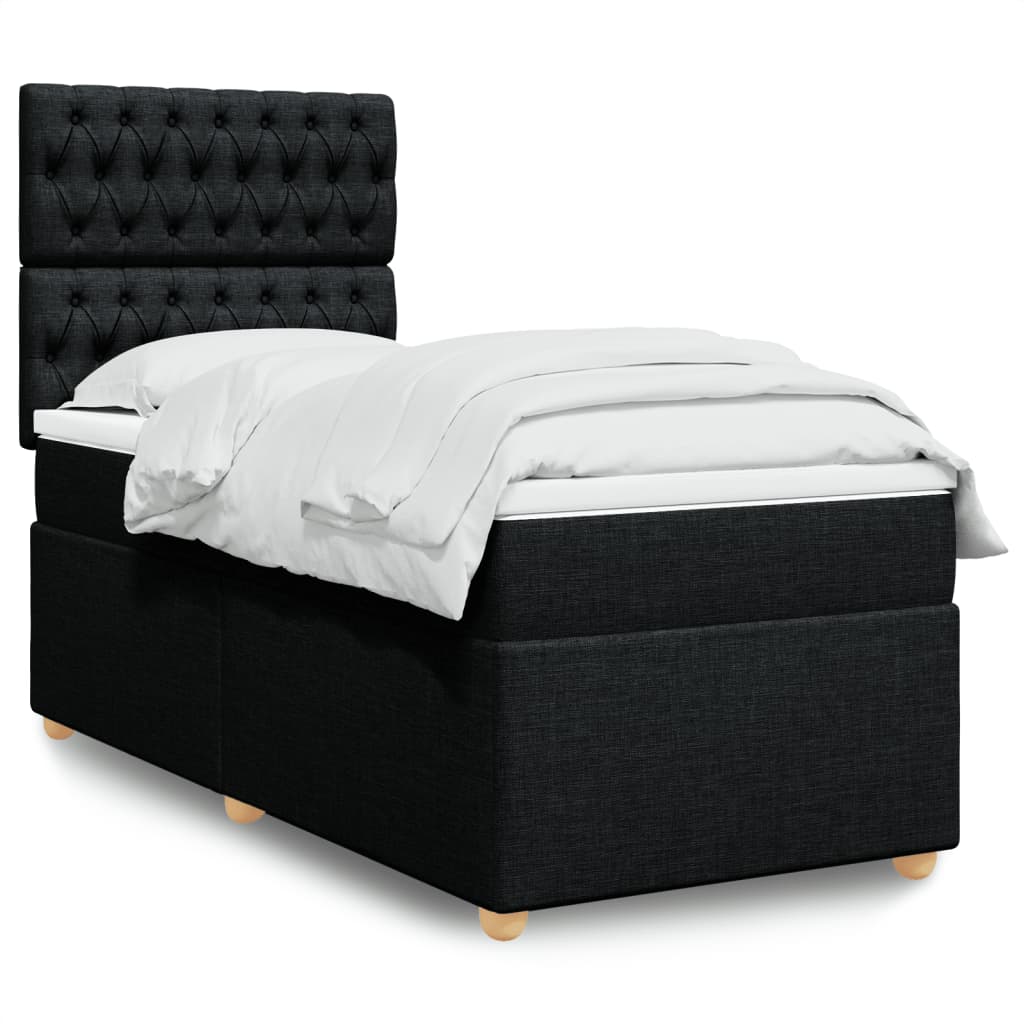 vidaXL Κρεβάτι Boxspring με Στρώμα Μαύρο 100 x 200 εκ. Υφασμάτινο