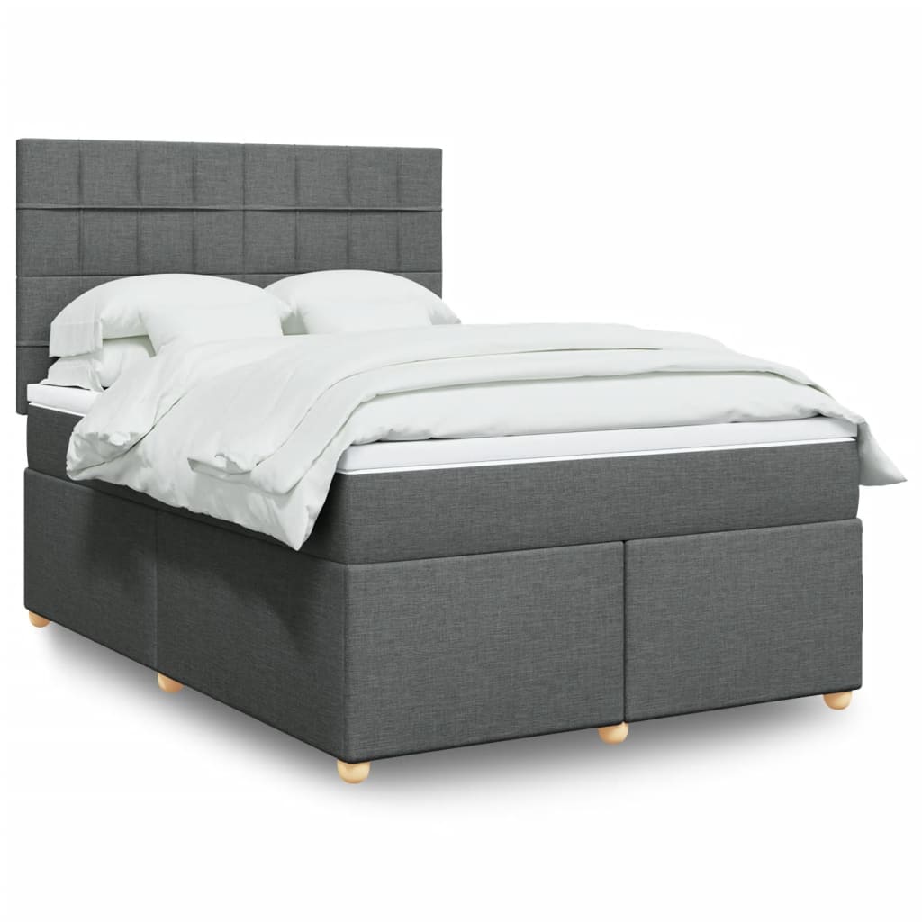 vidaXL Κρεβάτι Boxspring με Στρώμα Σκούρο Γκρι 160x200 εκ Υφασμάτινο