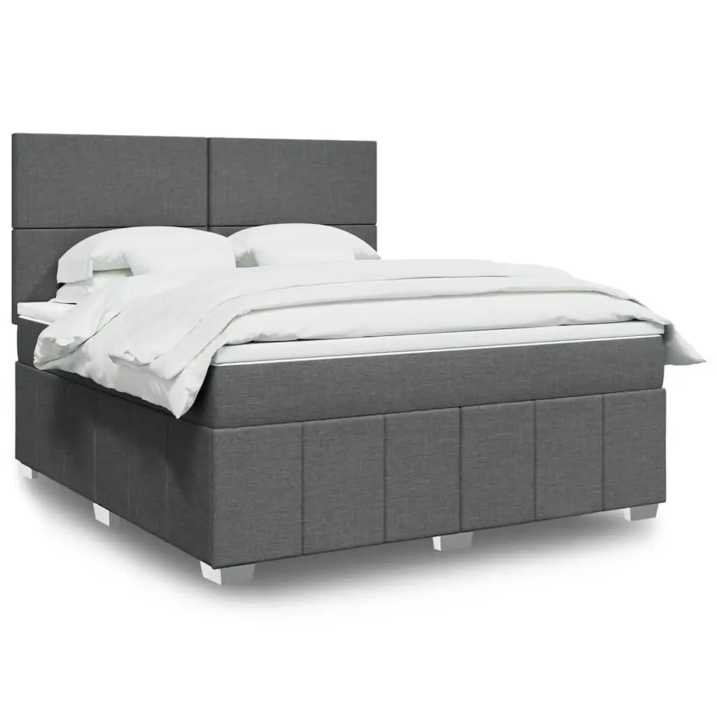 vidaXL Κρεβάτι Boxspring με Στρώμα Σκούρο Γκρι 180x200 εκ Υφασμάτιν