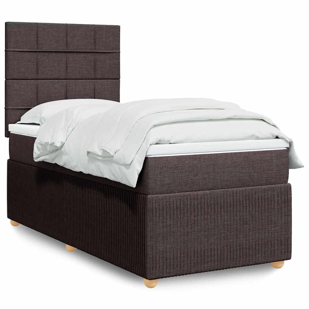 vidaXL Κρεβάτι Boxspring με Στρώμα Σκούρο Καφέ 80x200 εκ. Υφασμάτινο
