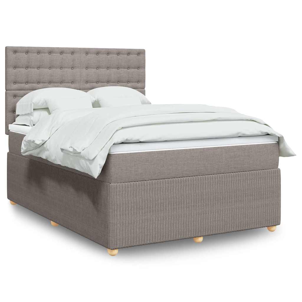 vidaXL Κρεβάτι Boxspring με Στρώμα Taupe 140x200 εκ. Υφασμάτινο