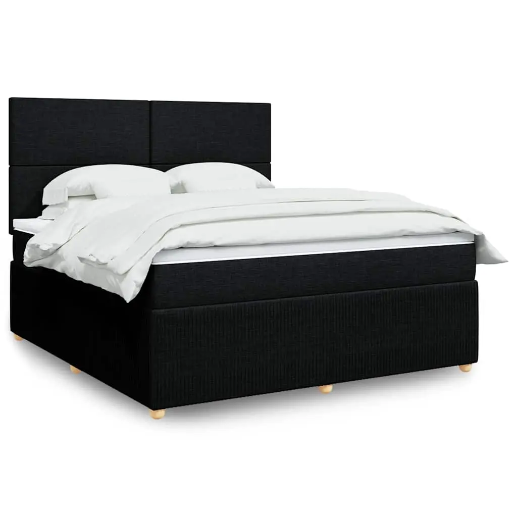 vidaXL Κρεβάτι Boxspring με Στρώμα Μαύρο 180x200 εκ. Υφασμάτινο