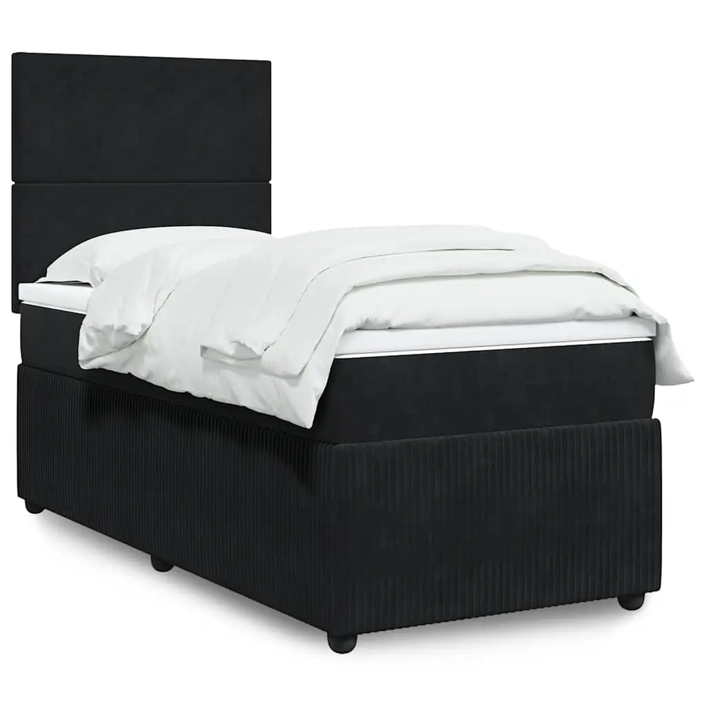 vidaXL Κρεβάτι Boxspring με Στρώμα Μαύρο 80 x 200 εκ. Βελούδινο