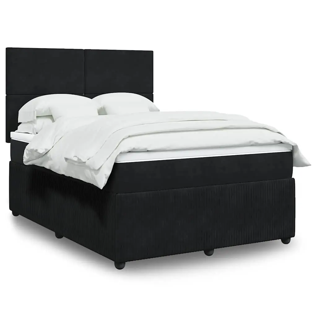 vidaXL Κρεβάτι Boxspring με Στρώμα Μαύρο 140x190 εκ. Βελούδινο