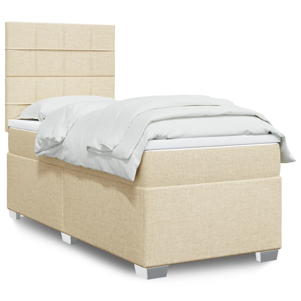 vidaXL Κρεβάτι Boxspring με Στρώμα Κρεμ 80 x 200 εκ. Υφασμάτινο