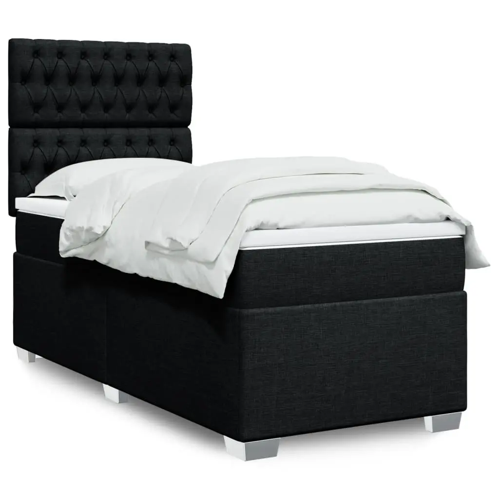 vidaXL Κρεβάτι Boxspring με Στρώμα Μαύρο 80 x 200 εκ. Υφασμάτινο