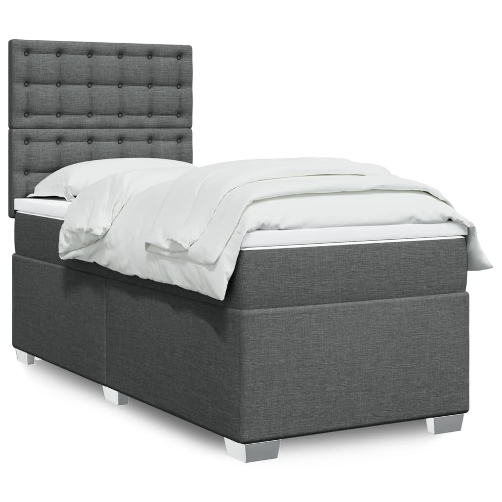 vidaXL Κρεβάτι Boxspring με Στρώμα Σκούρο Γκρι 80x200 εκ. Υφασμάτινο