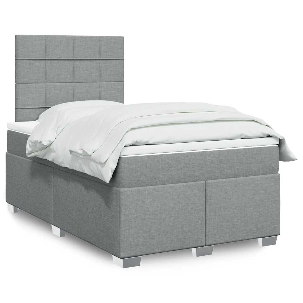 vidaXL Κρεβάτι Boxspring με Στρώμα Ανοιχτό Γκρι 120x200 εκ. Υφασμάτινο
