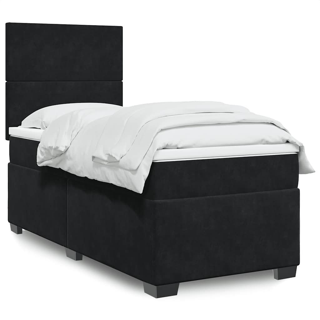 vidaXL Κρεβάτι Boxspring με Στρώμα Μαύρο 80 x 200 εκ. Βελούδινο