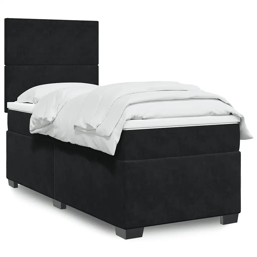 vidaXL Κρεβάτι Boxspring με Στρώμα Μαύρο 80 x 200 εκ. Βελούδινο