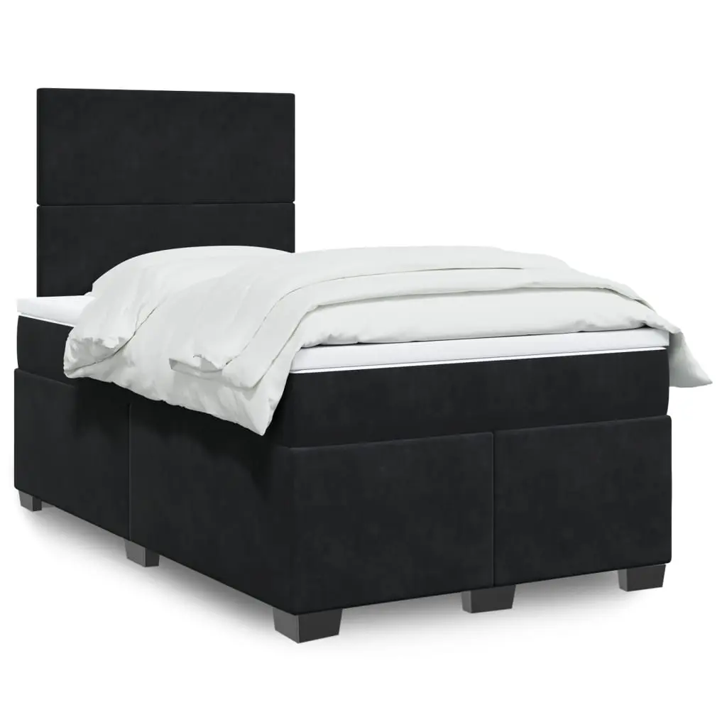 vidaXL Κρεβάτι Boxspring με Στρώμα Μαύρο 120 x 200 εκ. Βελούδινο