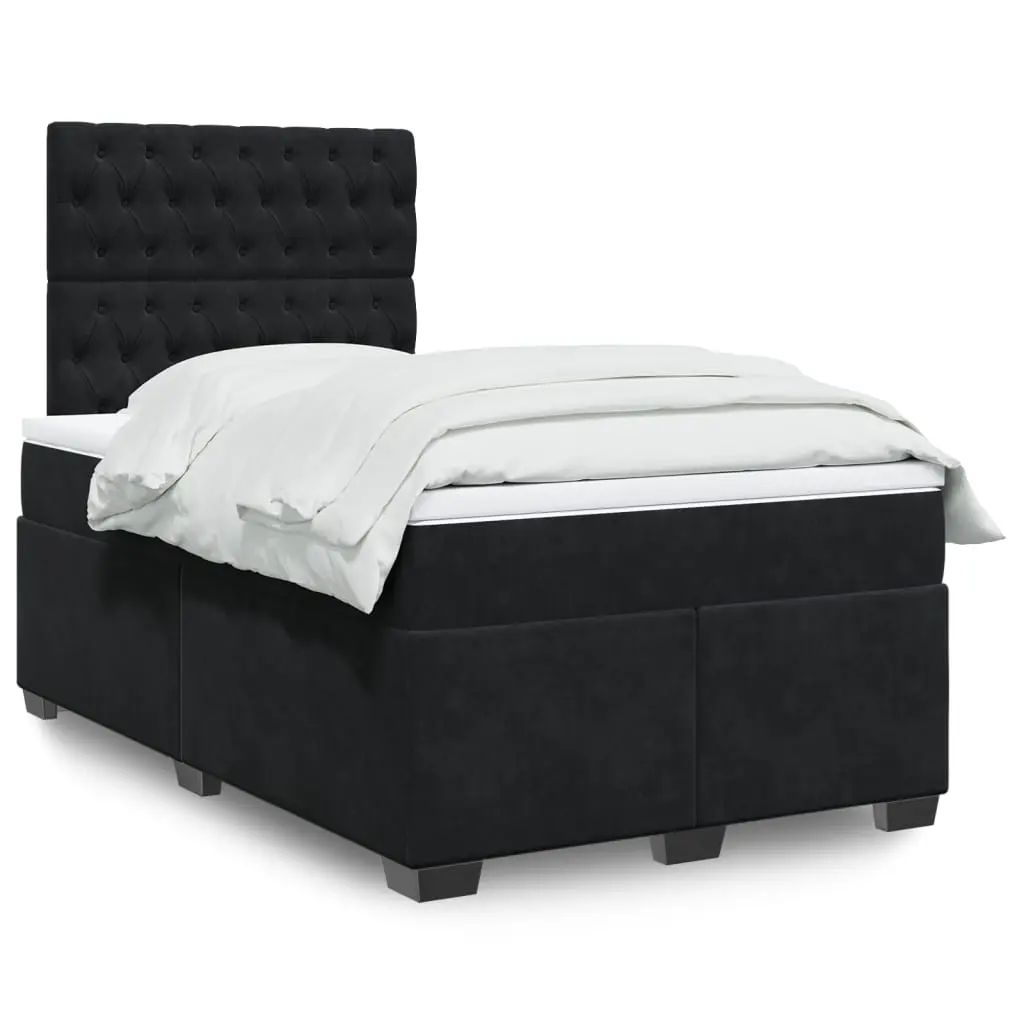 vidaXL Κρεβάτι Boxspring με Στρώμα Μαύρο 120 x 200 εκ. Βελούδινο