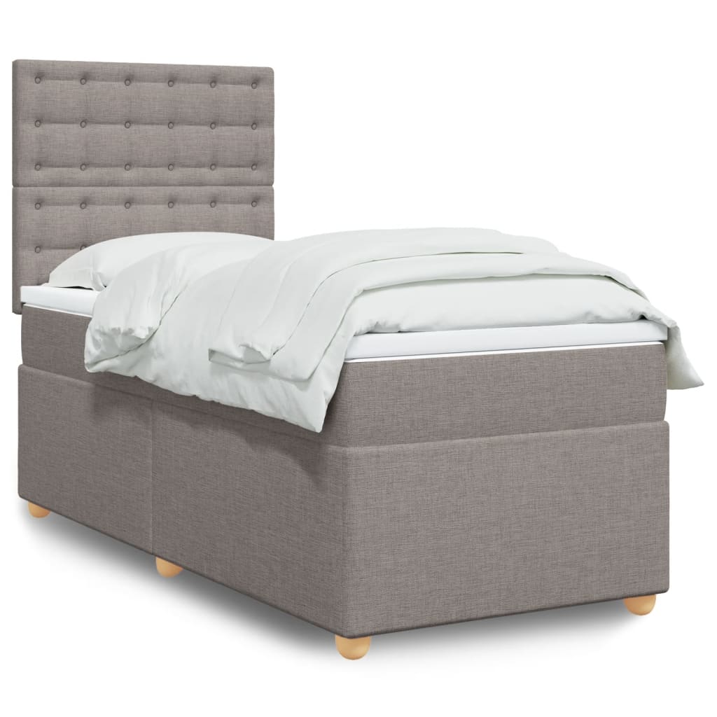 vidaXL Κρεβάτι Boxspring με Στρώμα Taupe 90x190 εκ.Υφασμάτινο
