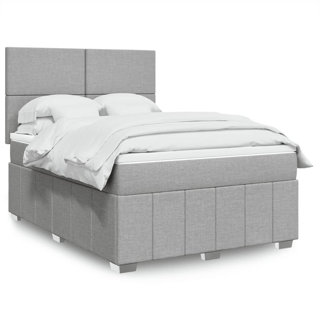 vidaXL Κρεβάτι Boxspring με Στρώμα Ανοιχτό Γκρι 140x190 εκ. Υφασμάτινο
