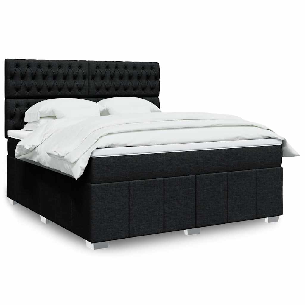 vidaXL Κρεβάτι Boxspring με Στρώμα Μαύρο 180x200 εκ. Υφασμάτινο