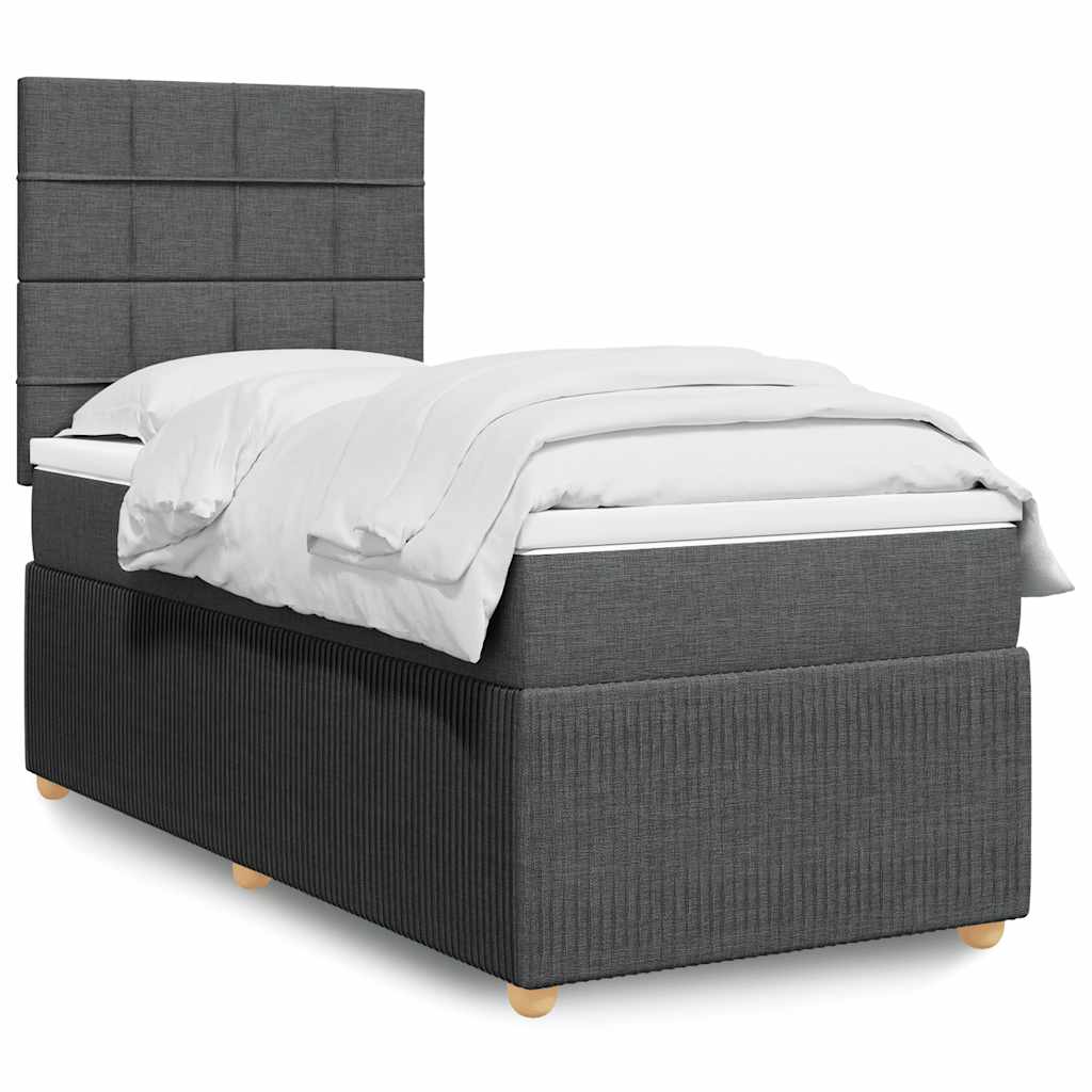 vidaXL Κρεβάτι Boxspring με Στρώμα Σκούρο Γκρι 80x200 εκ. Υφασμάτινο