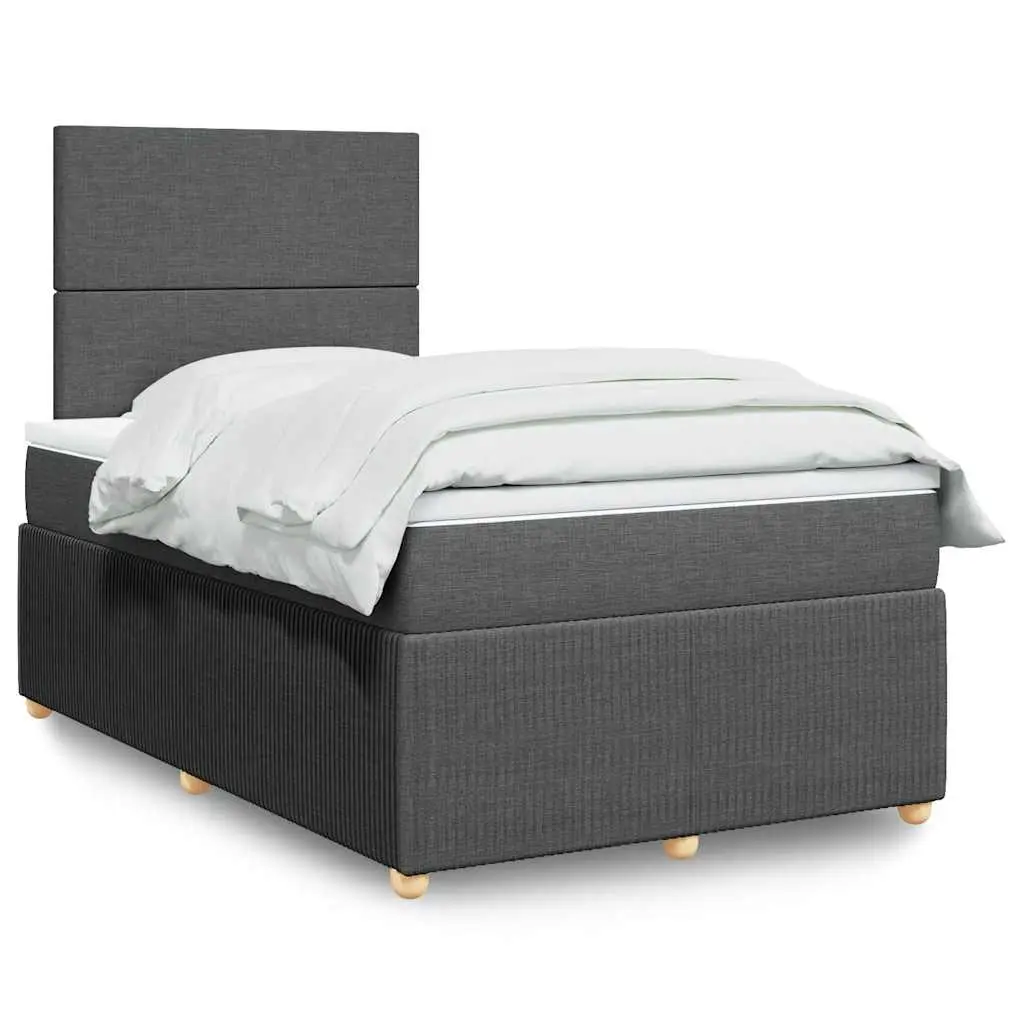vidaXL Κρεβάτι Boxspring με Στρώμα Σκούρο Γκρι 120x190 εκ Υφασμάτινο