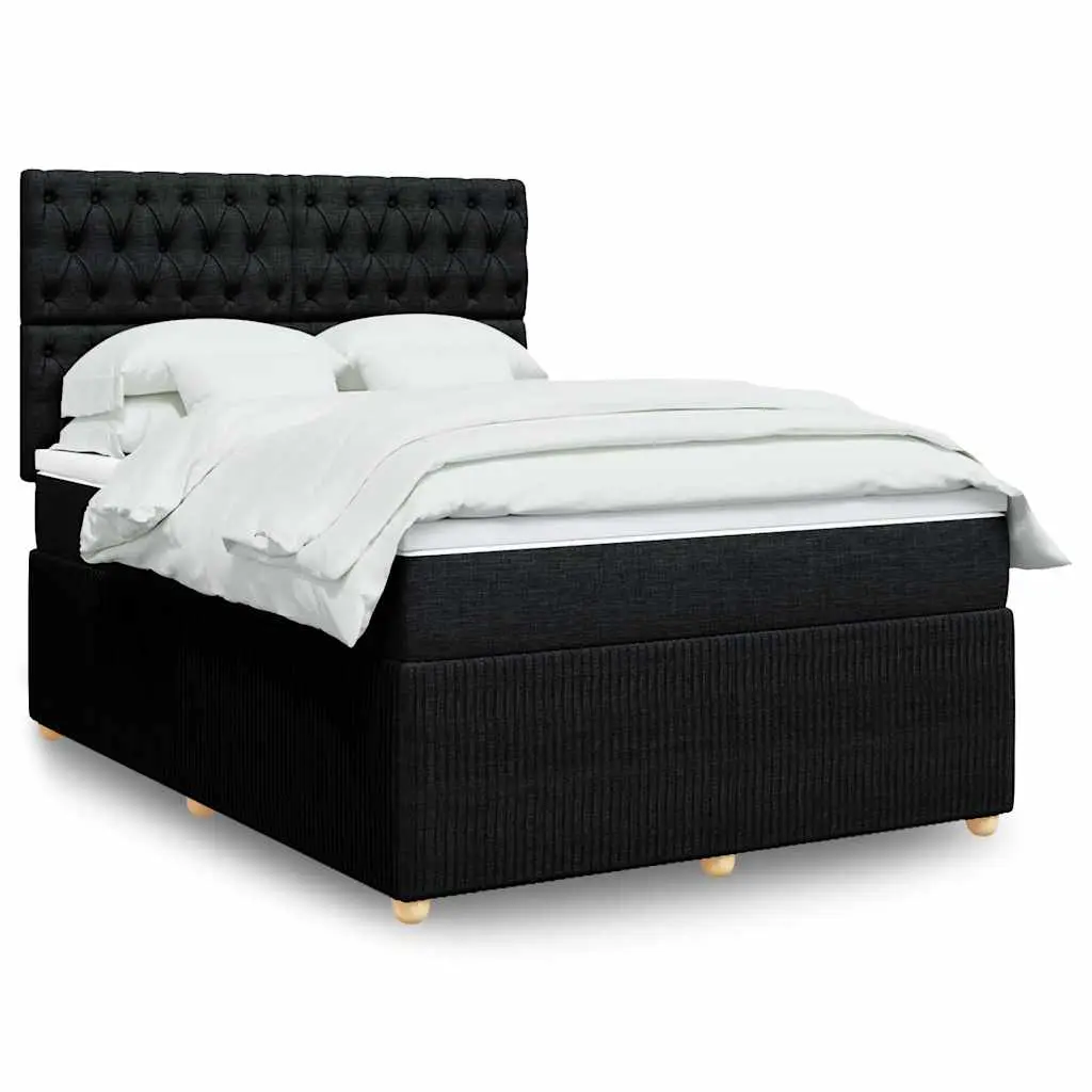 vidaXL Κρεβάτι Boxspring με Στρώμα Μαύρο 140x190 εκ. Υφασμάτινο
