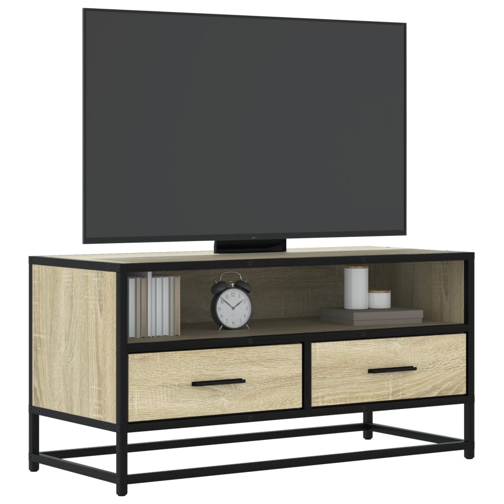 vidaXL Έπιπλο Τηλεόρασης Sonoma Δρυς 80x34,5x40εκ Επεξ. Ξύλο/Μέταλλο