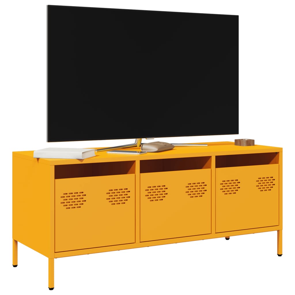 vidaXL Έπιπλο Τηλεόρασης Μουσταρδί 101,5x39x43,5 Ατσάλι Ψυχρής Έλασης