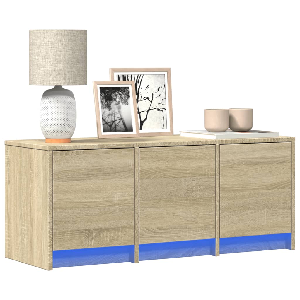 vidaXL Έπιπλο Τηλεόρασης με LED Sonoma Δρυς 97x34x40 εκ. Επεξ. Ξύλο
