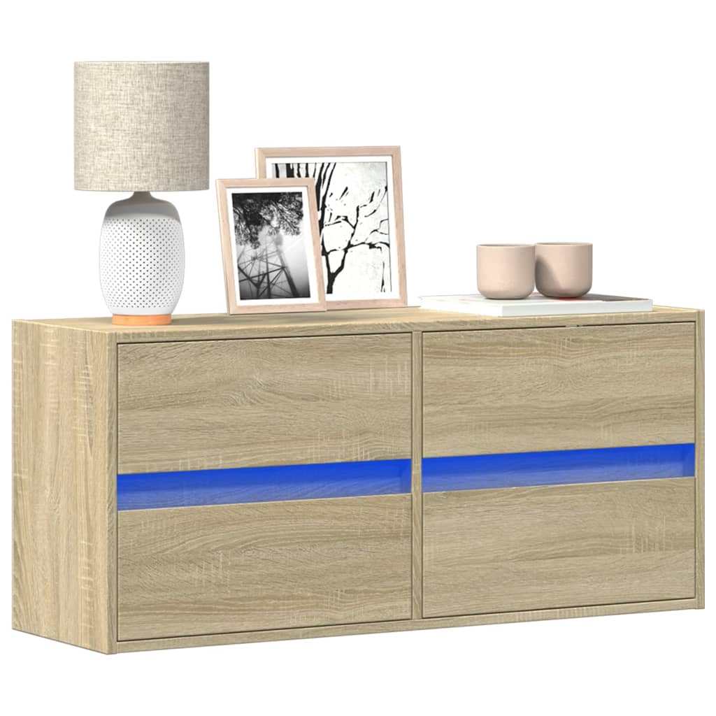 vidaXL Έπιπλο Τοίχου Τηλεόρασης με LED Sonoma Δρυς 100x31x45 εκ.