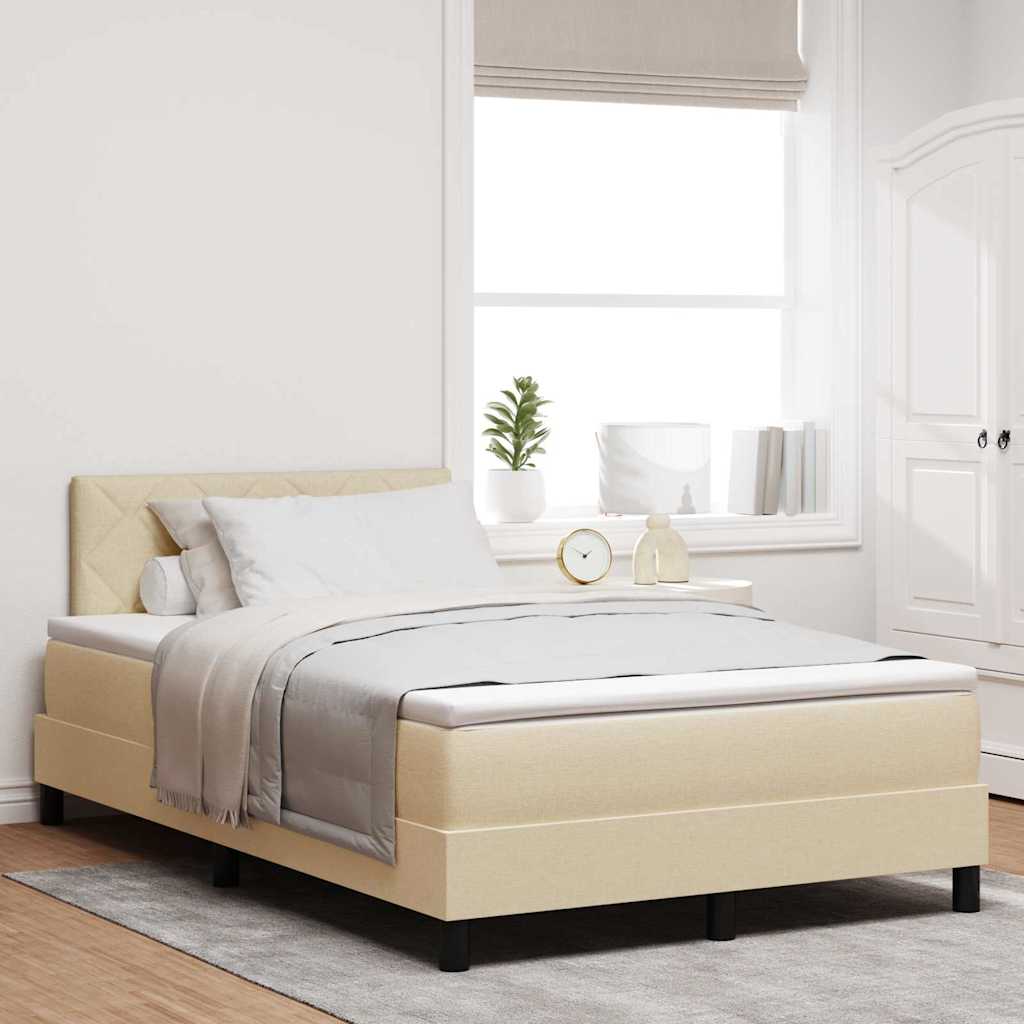 vidaXL Κρεβάτι με ελατήρια με κεφαλάρι Κρεμ 120 x 200 cm ύφασμα