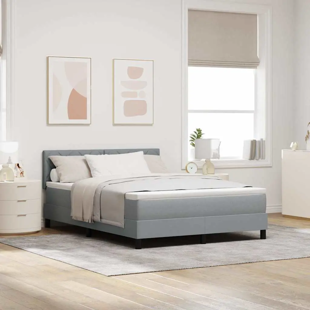 vidaXL Κρεβάτι με ελατήρια Ανοιχτό γκρι 140 x 190 cm ύφασμα