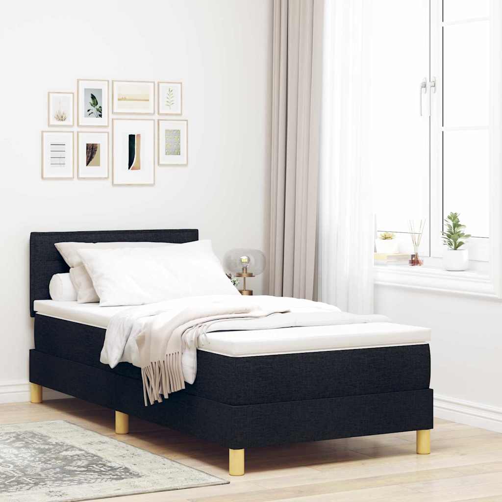 vidaXL Κρεβάτι με ελατήρια με μαξιλάρι Μαύρο 90 x 190 cm ύφασμα