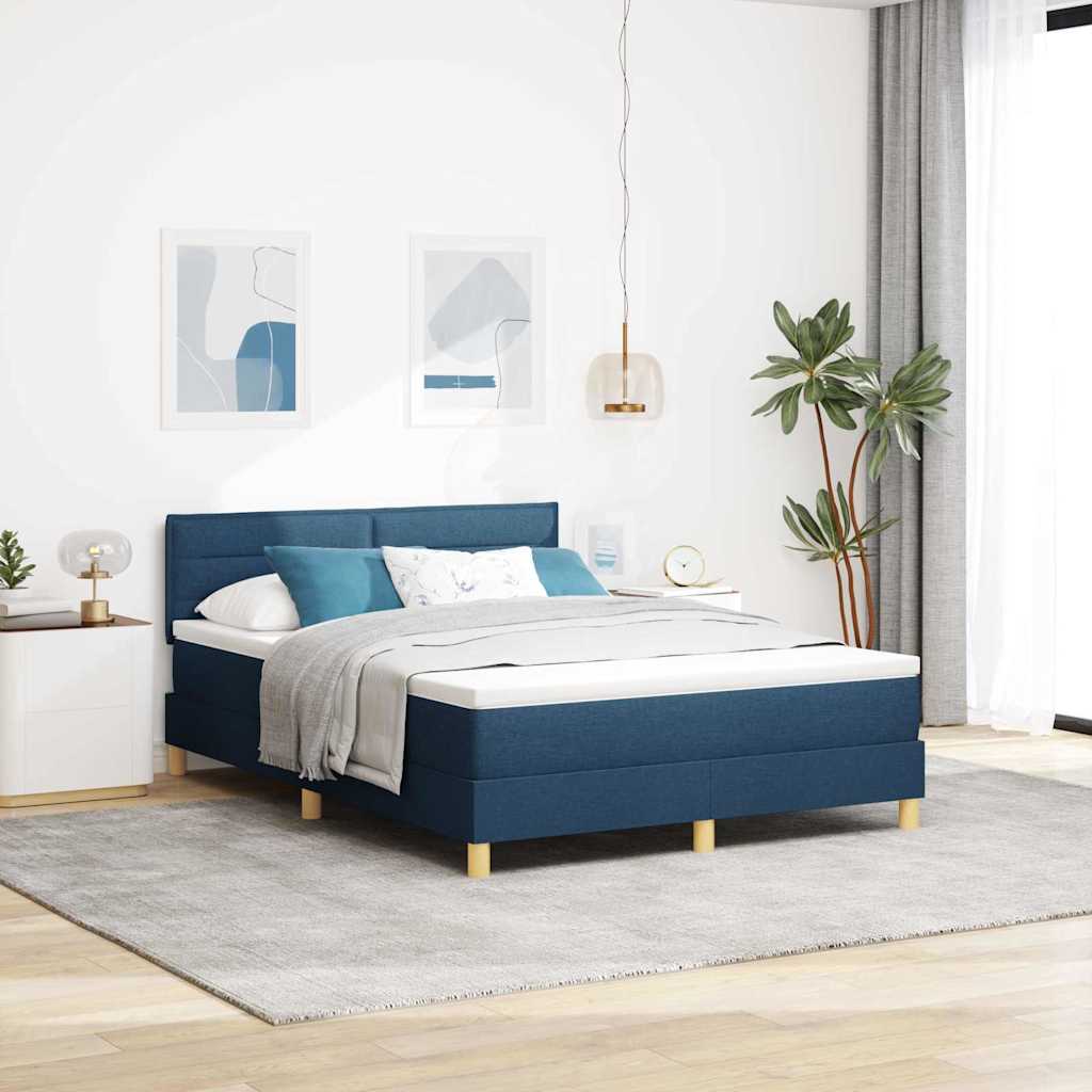vidaXL Κρεβάτι με ελατήρια με μαξιλάρι Μπλε 140 x 190 cm ύφασμα