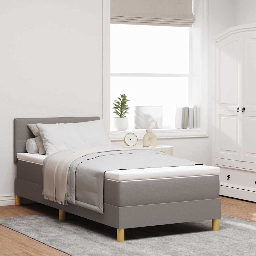 vidaXL Κρεβάτι με ελατήρια με μαξιλάρι Taupe 90 x 190 cm ύφασμα