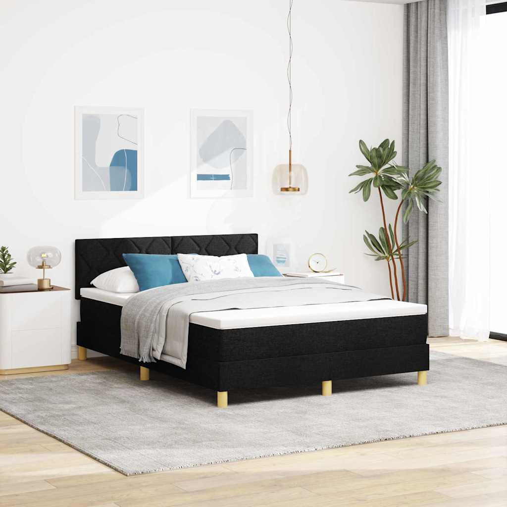 vidaXL Κρεβάτι με ελατήρια με μαξιλάρι Μαύρο 160 x 200 cm ύφασμα