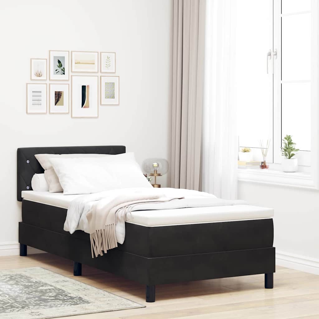 vidaXL Κρεβάτι με ελατήρια με στρώμα Μαύρο 100 x 200 cm Βελούδο