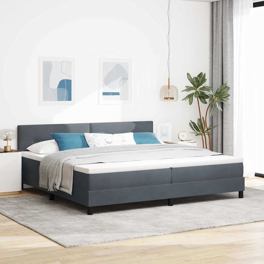 vidaXL Κρεβάτι με ελατήρια Σκούρο Γκρι 200 x 200 cm Βελούδο