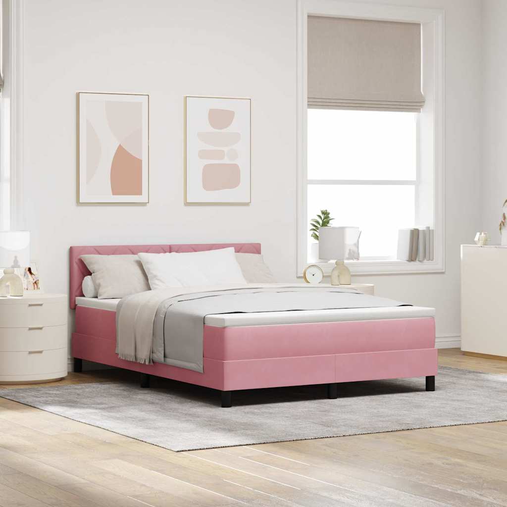 vidaXL Κρεβάτι με ελατήρια με μαξιλάρι Ροζ 160 x 200 cm Βελούδο