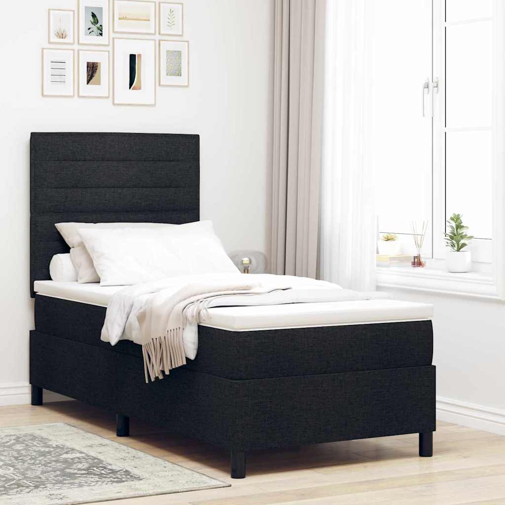 vidaXL Κρεβάτι με ελατήρια με στρώμα Μαύρο 90 x 190 cm ύφασμα