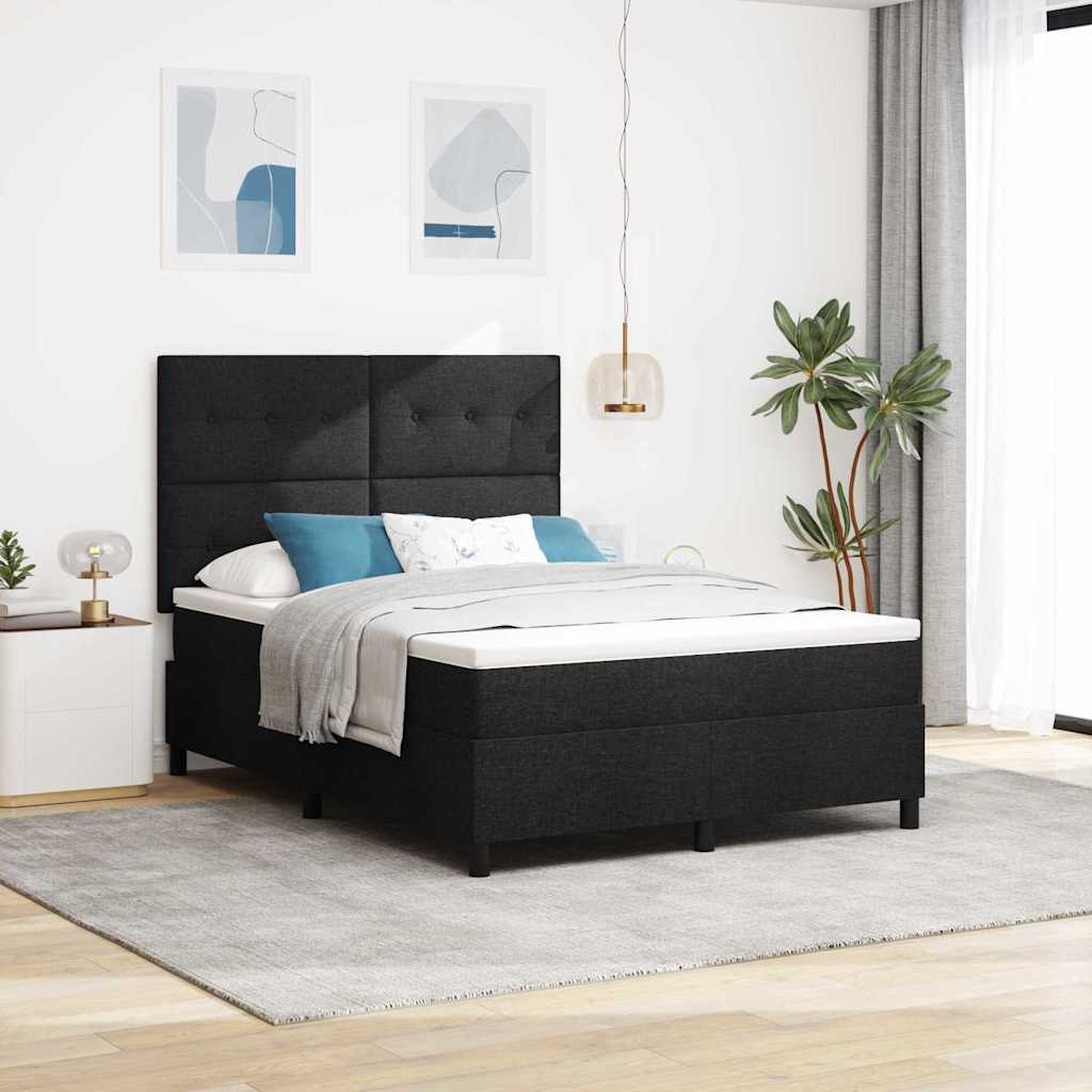 vidaXL Κρεβάτι με ελατήρια με κεφαλάρι Μαύρο 140 x 190 cm ύφασμα