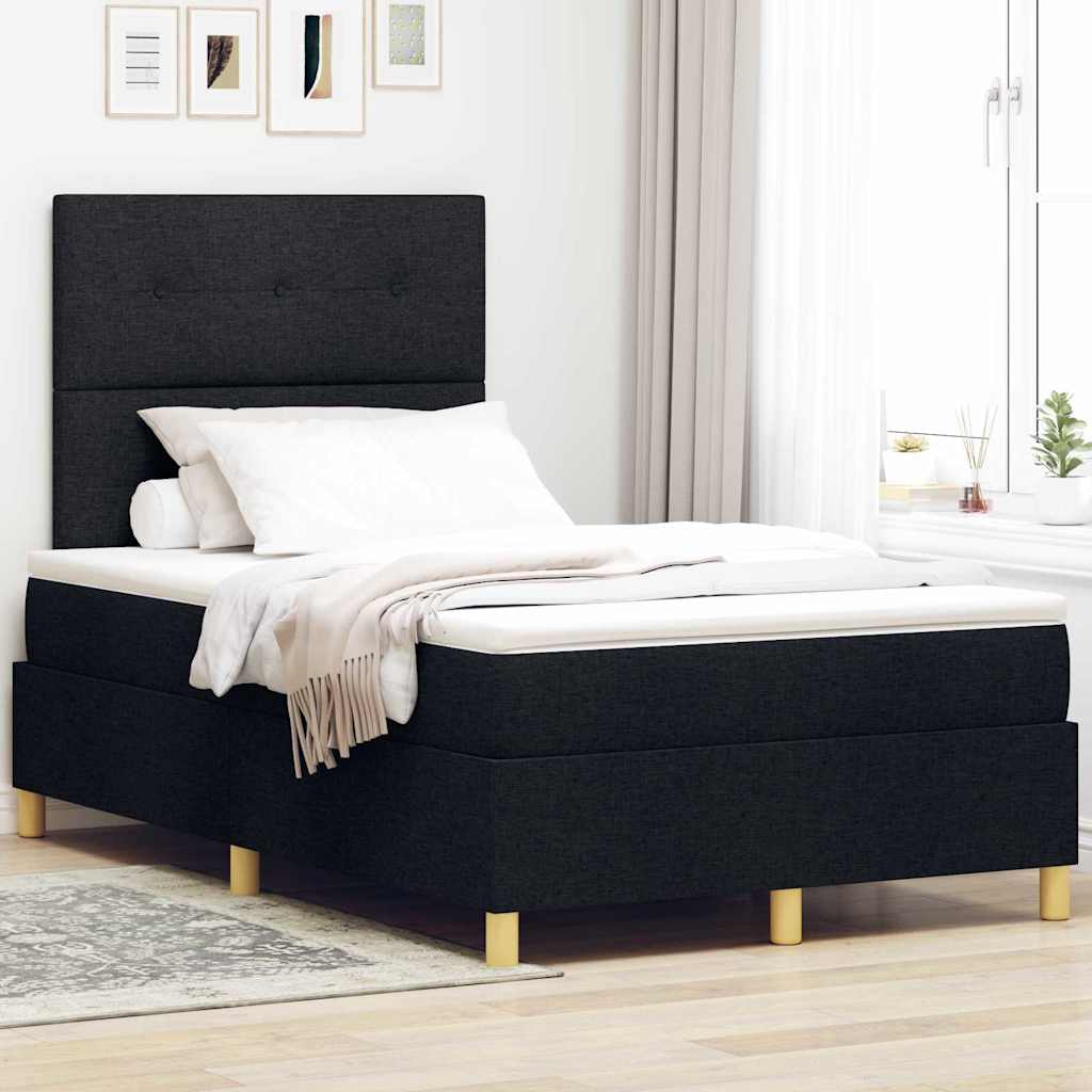 vidaXL Κρεβάτι με ελατήρια με κεφαλάρι Μαύρο 120 x 190 cm ύφασμα
