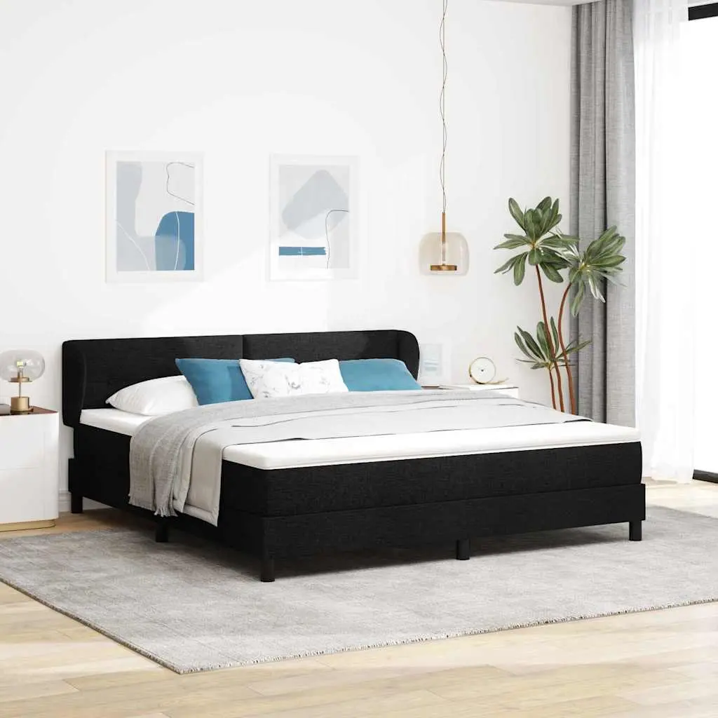 vidaXL Κρεβάτι με ελατήρια με κεφαλάρι Μαύρο 180 x 200 cm ύφασμα