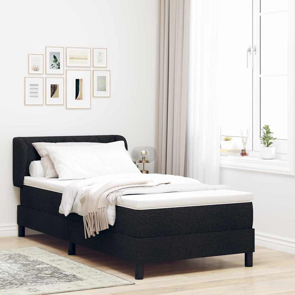 vidaXL Κρεβάτι με ελατήρια με κεφαλάρι Μαύρο 90 x 200 cm ύφασμα
