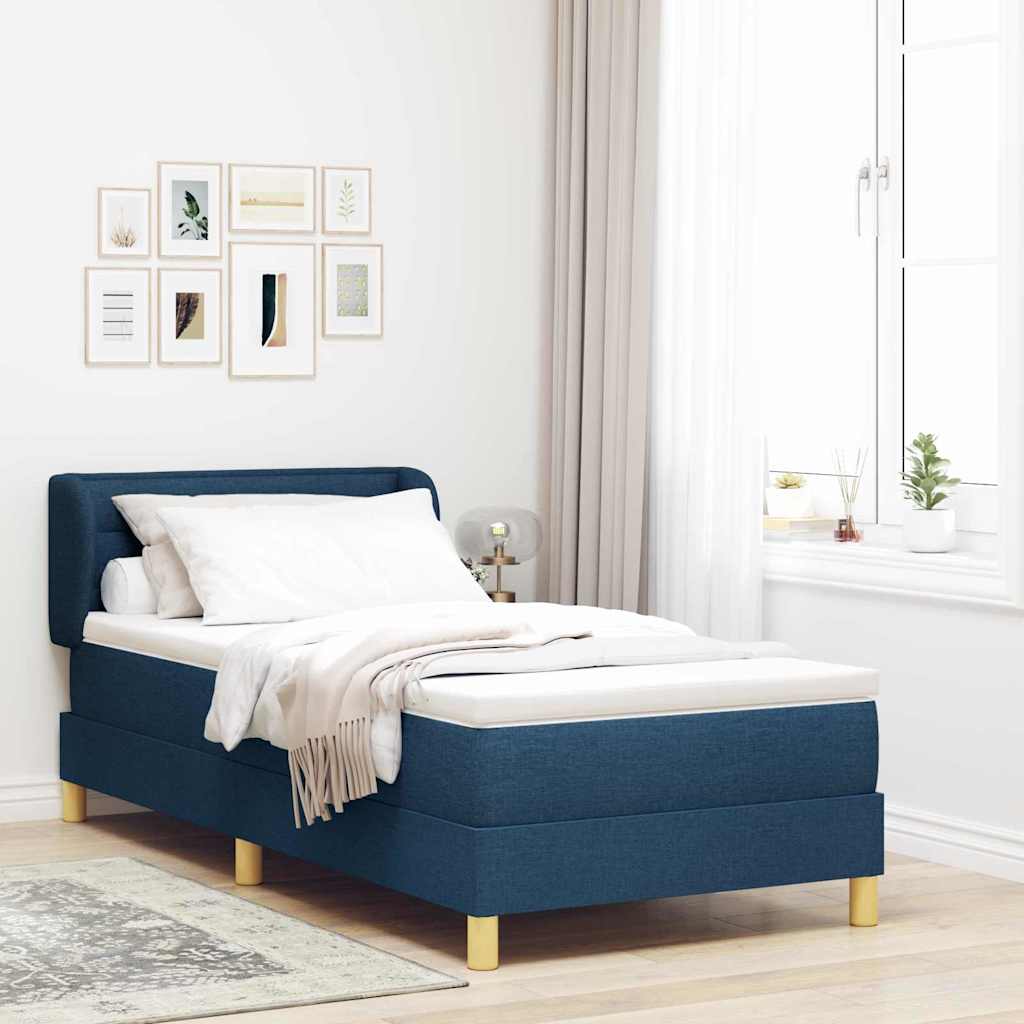 vidaXL Κρεβάτι με ελατήρια με στρώμα Μπλε 90 x 200 cm ύφασμα