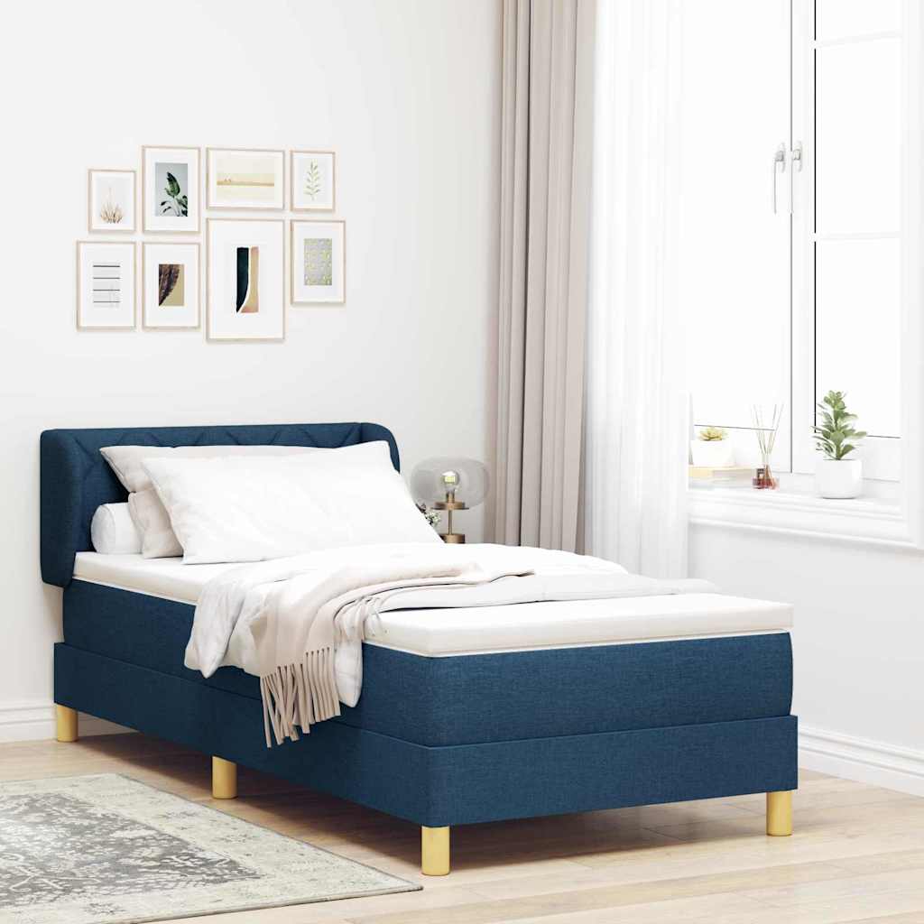 vidaXL Κρεβάτι με ελατήρια με κεφαλάρι Μπλε 90 x 200 cm ύφασμα