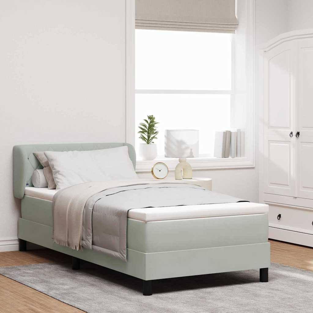 vidaXL Κρεβάτι με ελατήρια Ανοιχτό γκρι 90 x 190 cm Βελούδο