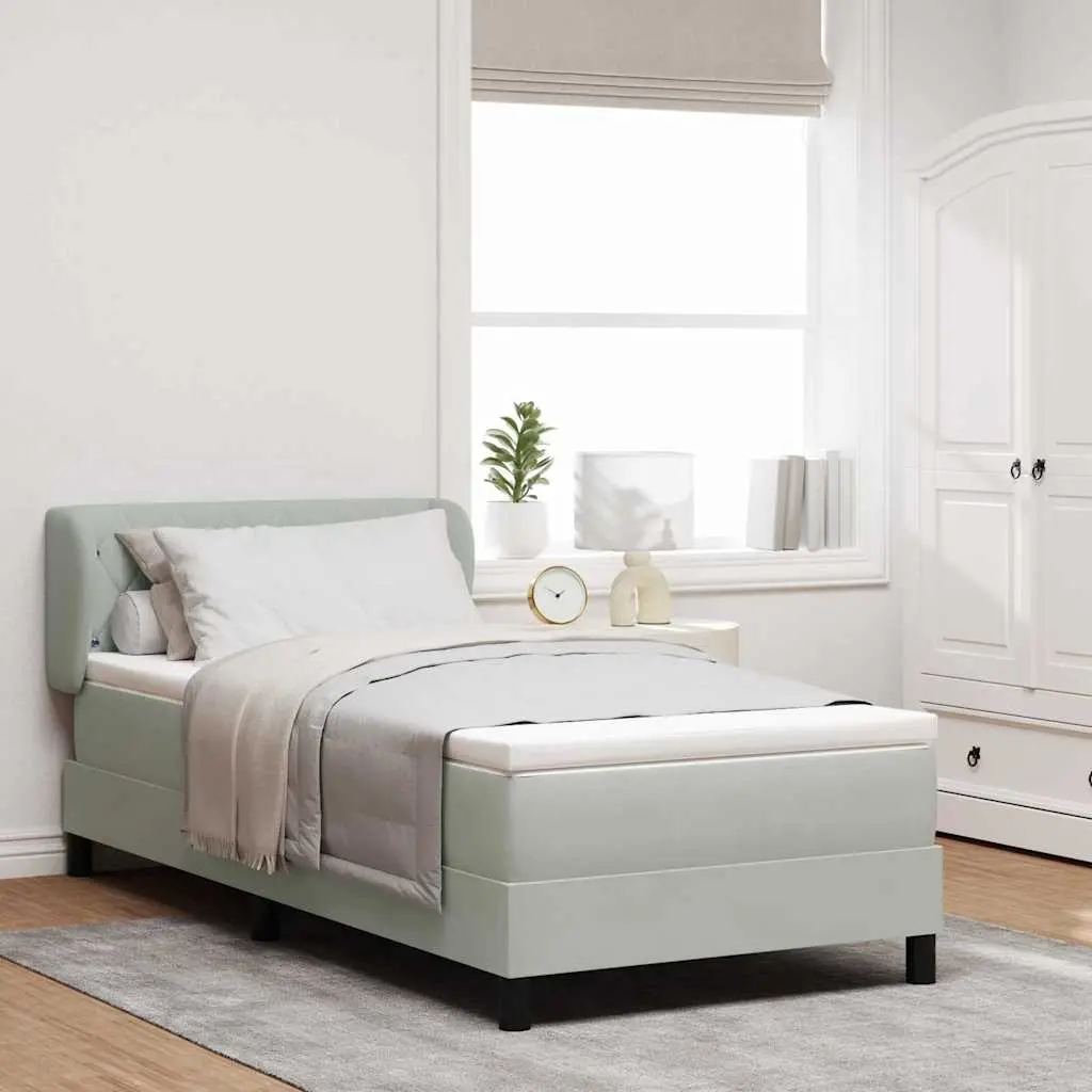 vidaXL Κρεβάτι με ελατήρια Ανοιχτό γκρι 90 x 190 cm Βελούδο