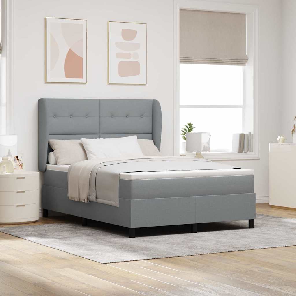 vidaXL Κρεβάτι με ελατήρια Ανοιχτό γκρι 140 x 190 cm ύφασμα