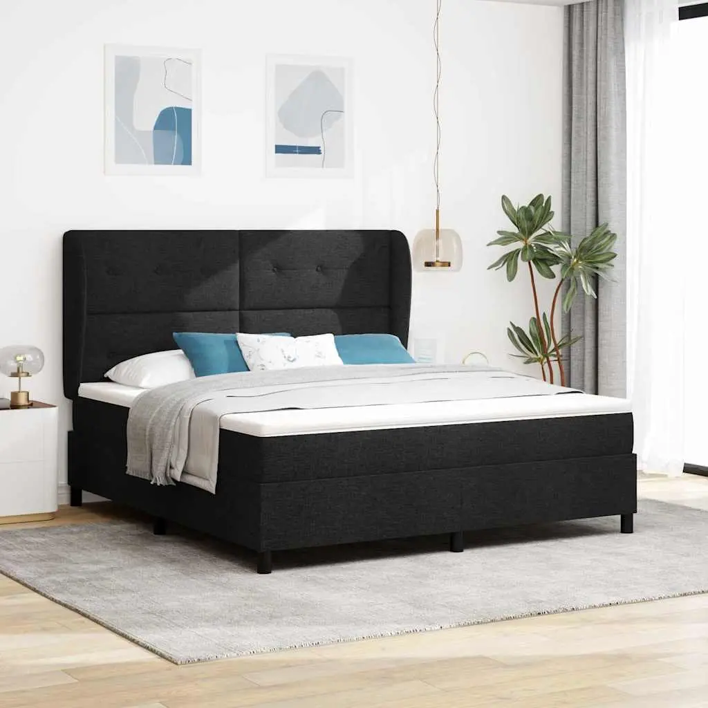 vidaXL Κρεβάτι με ελατήρια με κεφαλάρι Μαύρο 180 x 200 cm ύφασμα