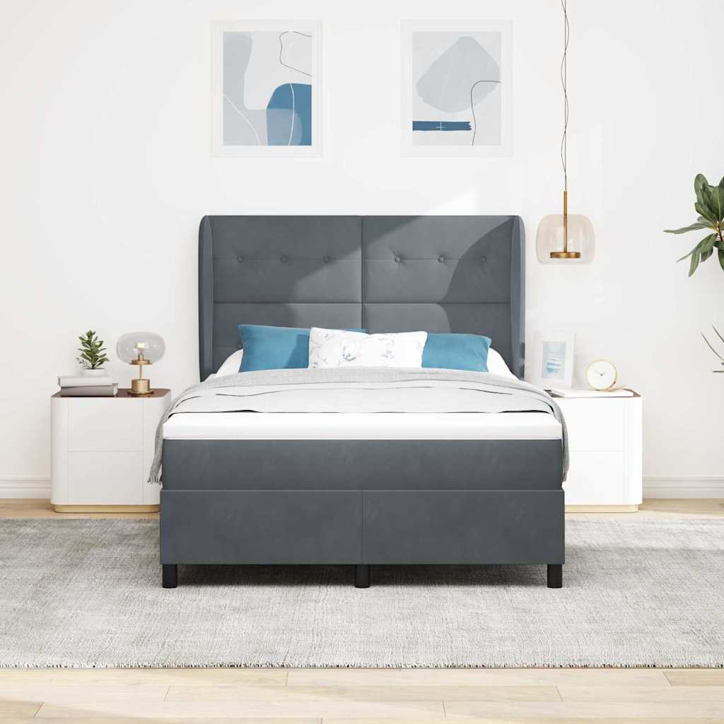 vidaXL Κρεβάτι με ελατήρια Σκούρο Γκρι 200 x 140 cm Βελούδο