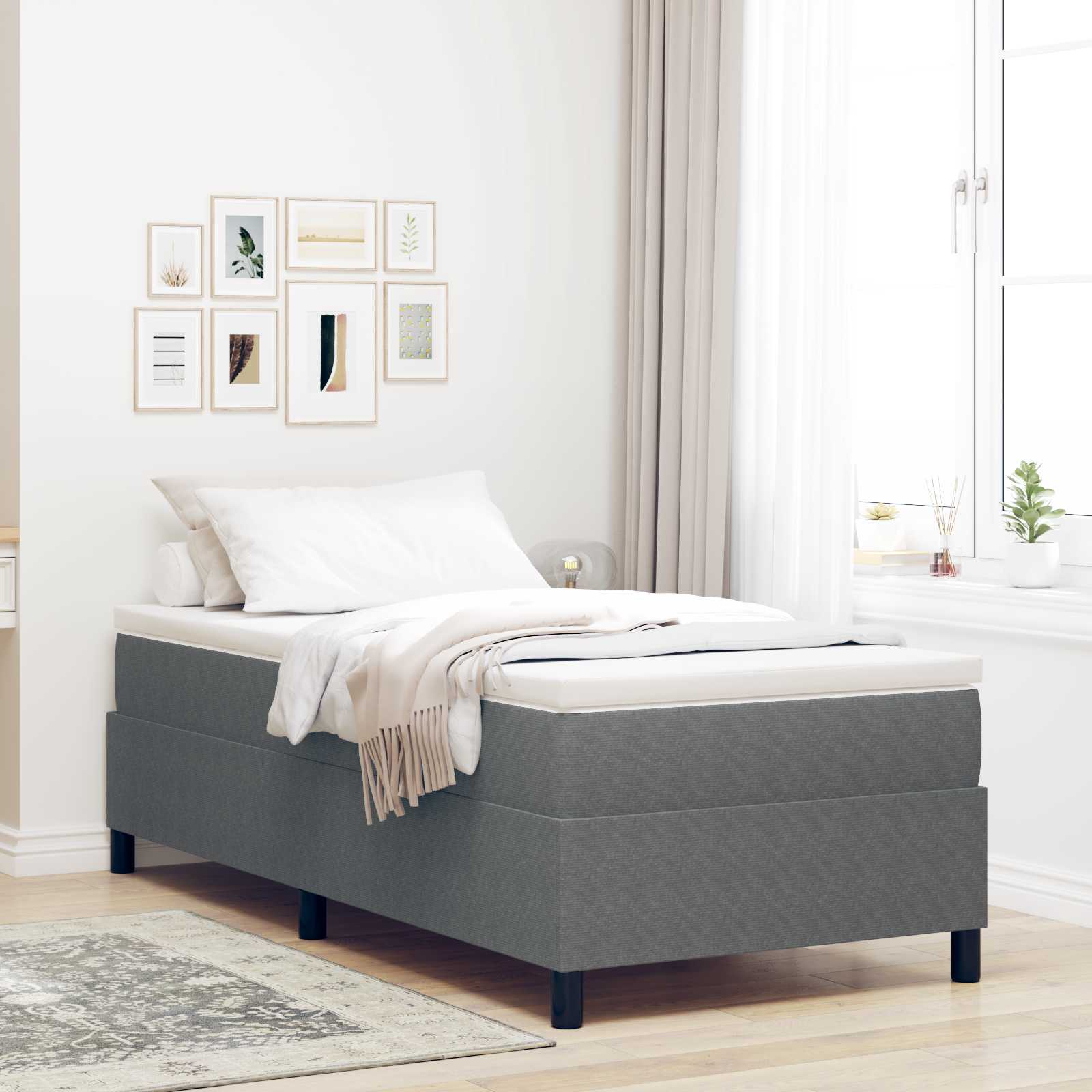vidaXL Κρεβάτι πλατφόρμα Ανοιχτό γκρι 100 x 200 cm