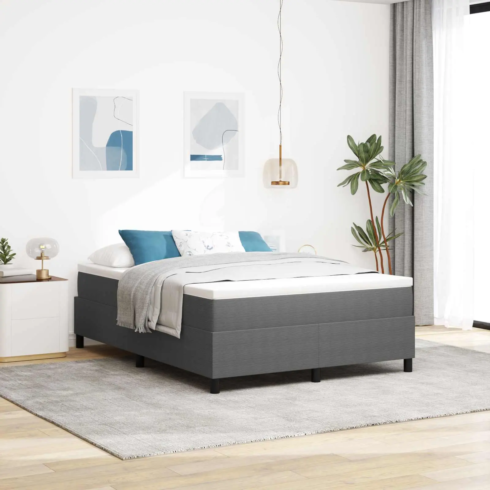 vidaXL Κρεβάτι πλατφόρμα Ανοιχτό γκρι 160 x 200 cm