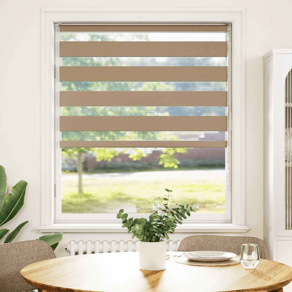 vidaXL Στόρι Ζέβρας Καφέ Άμμου 105x100 εκ. Πλάτος Υφάσματος 100,9 εκ. Πολυεστέρας